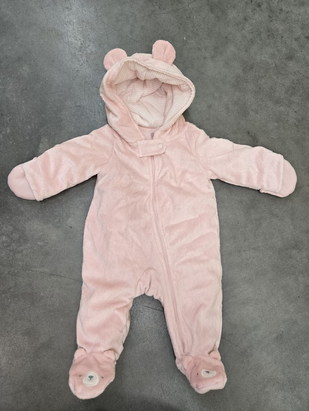 Carter's Baby Girl Fuzzy Bear Snowsuit 3 Months